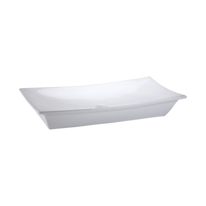 Vitreous China Rectangle Vessel Sink with Single-hole faucet drilling - White