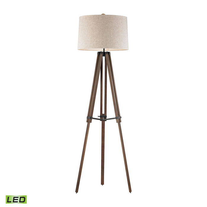 Wooden Brace 62'' High 1-Light Floor Lamp - Black