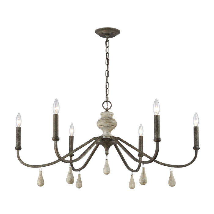 French Connection 38'' Wide 6-Light Chandelier - Malted Rust