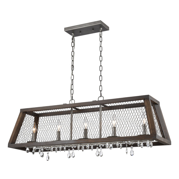 Renaissance Invention 38'' Wide 5-Light Linear Chandelier - Weathered Zinc