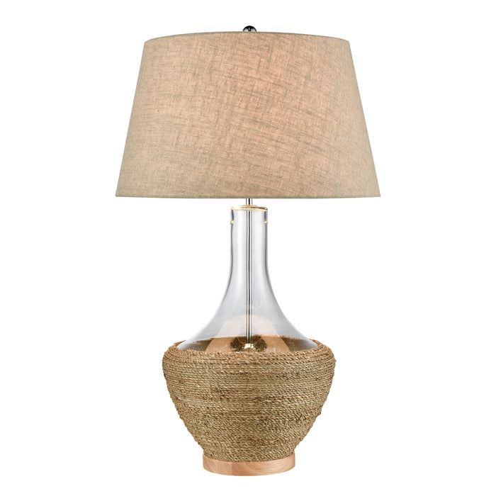 Twined 31'' High 1-Light Table Lamp - Clear and Natural Finish with Sand Colored Linen Shade