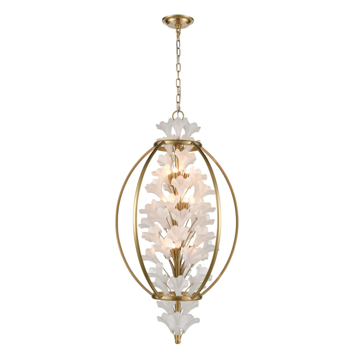 Tulip 21'' Wide 9-Light Pendant - Aged Brass