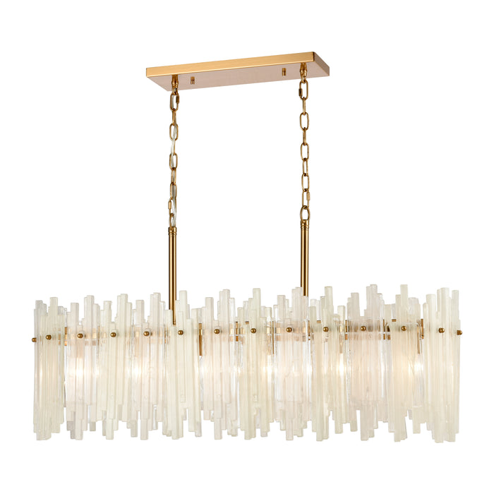 Brinicle 36'' Wide 6-Light Linear Chandelier - Aged Brass