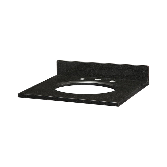 Stone Top - 25-inch for Oval Undermount Sink - Black Granite