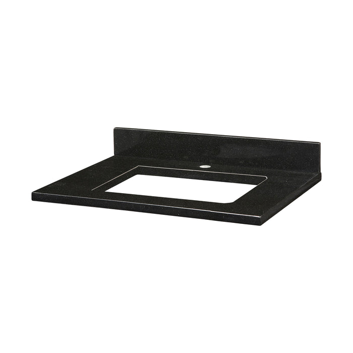 Stone Top - 25-inch for Rectangular Undermount Sink - Black Granite with Single Faucet Hole