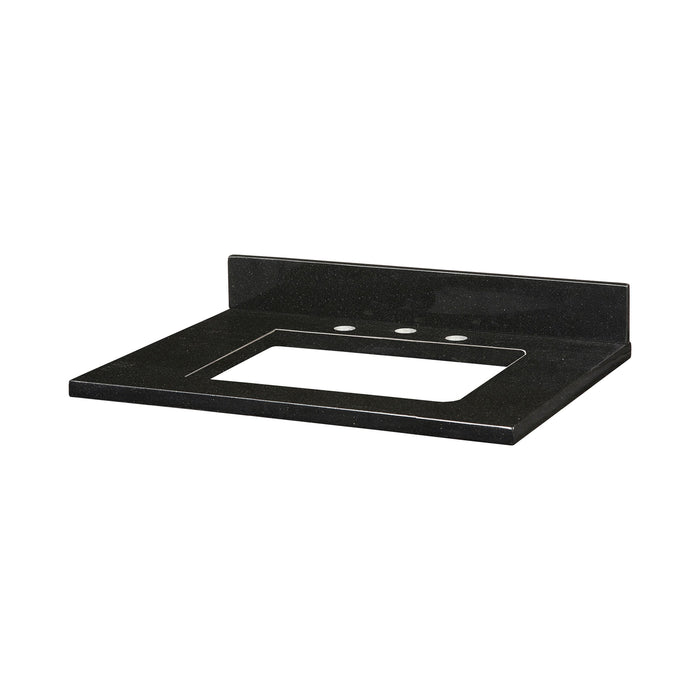 Stone Top - 25-inch for Rectangular Undermount Sink - Black Granite