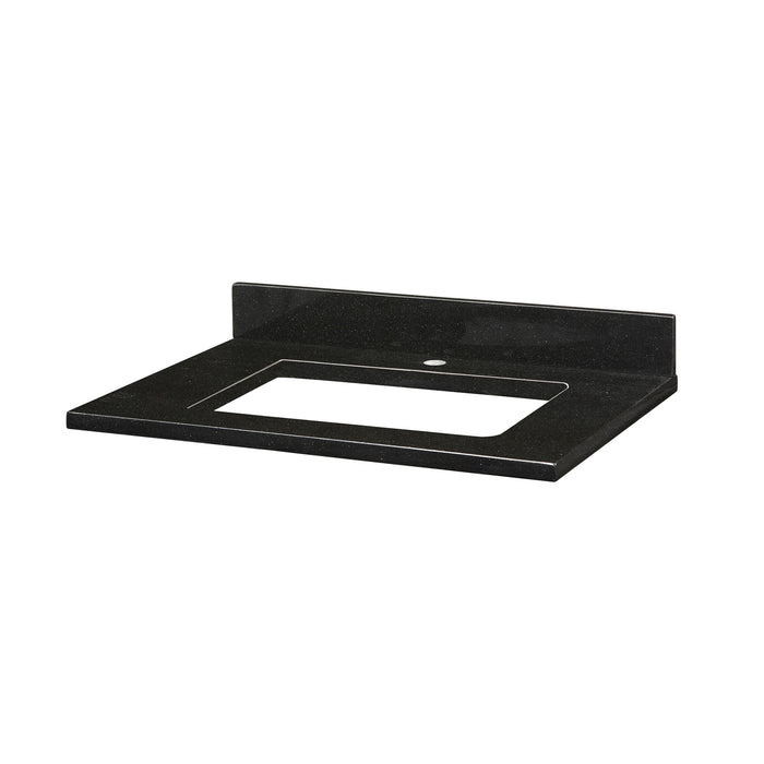 Stone Top - 31-inch for Rectangular Undermount Sink - Black Granite with Single Faucet Hole