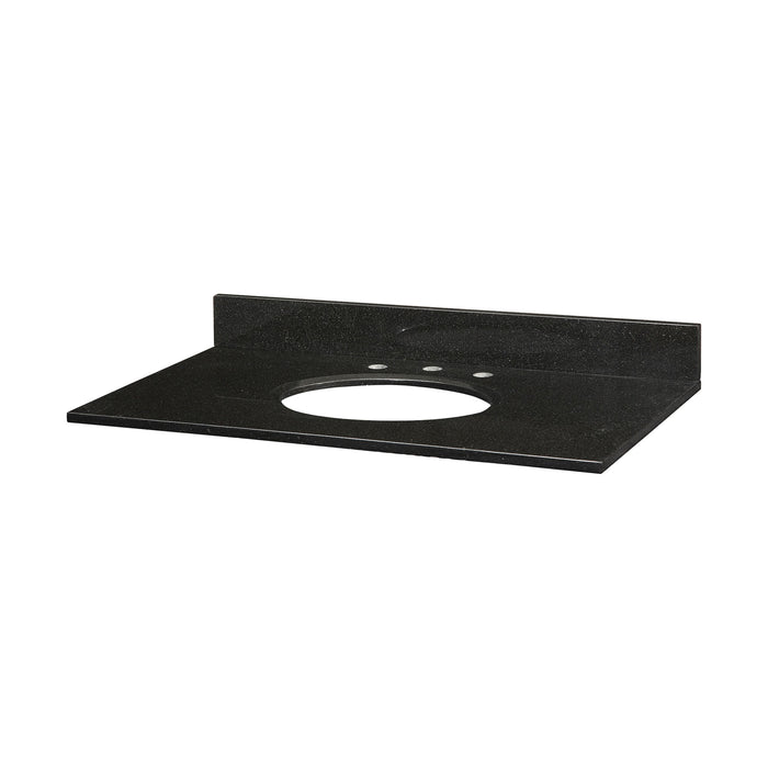 Stone Top - 37-inch for Oval Undermount Sink - Black Granite