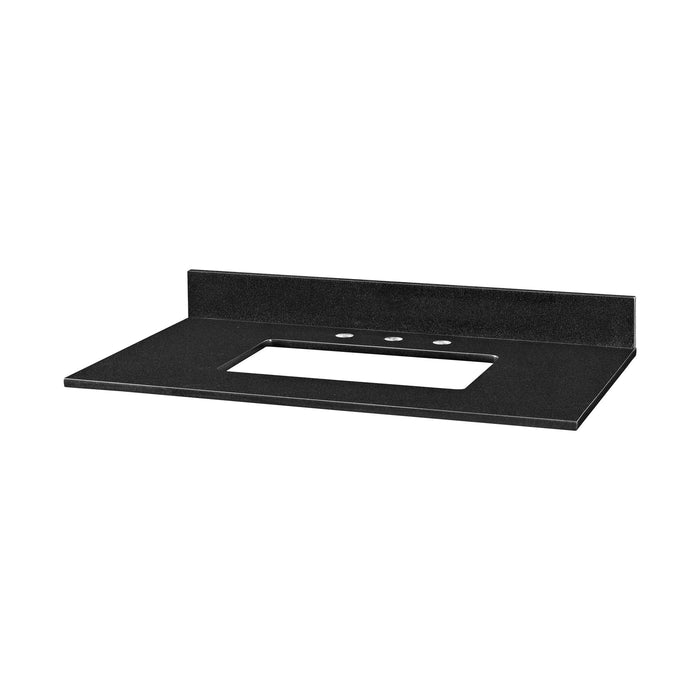 Stone Top - 37-inch for Rectangular Undermount Sink - Black Granite