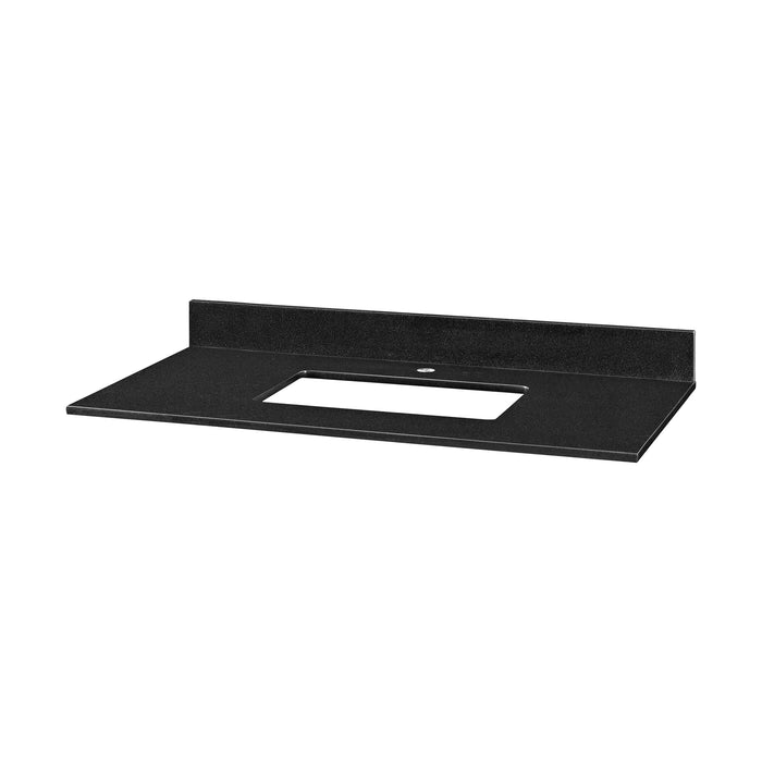 Stone Top - 43-inch for Rectangular Undermount Sink - Black Granite with Single Faucet Hole