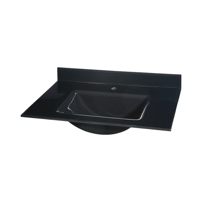 Glass Top - 25-inch with Rectangular Bowl - Black