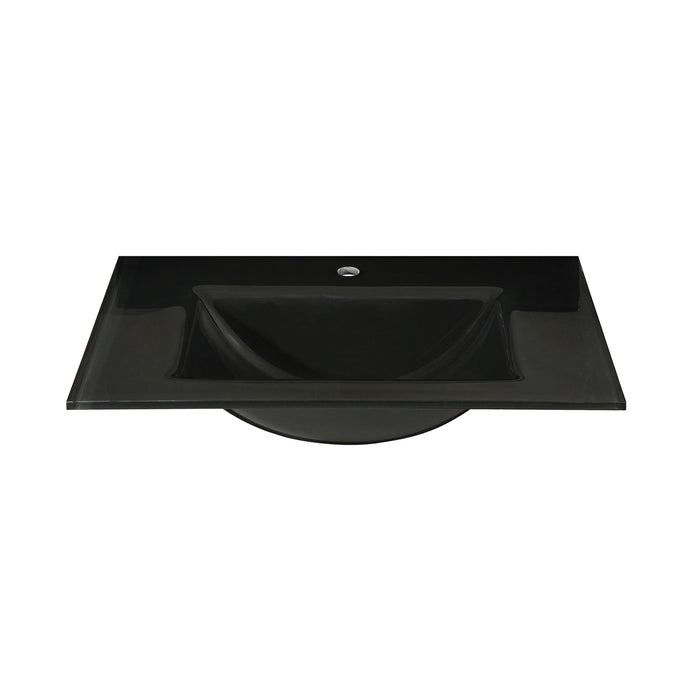 Glass Top - 610mm (24-inch) with Rectangular Bowl - Black