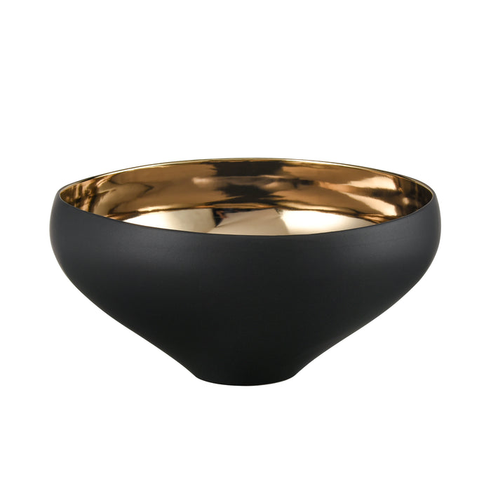 Greer Bowl - Tall Black and Gold Glazed