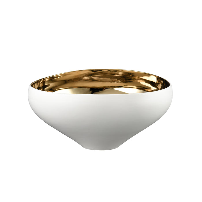 Greer Bowl - Tall White and Gold Glazed