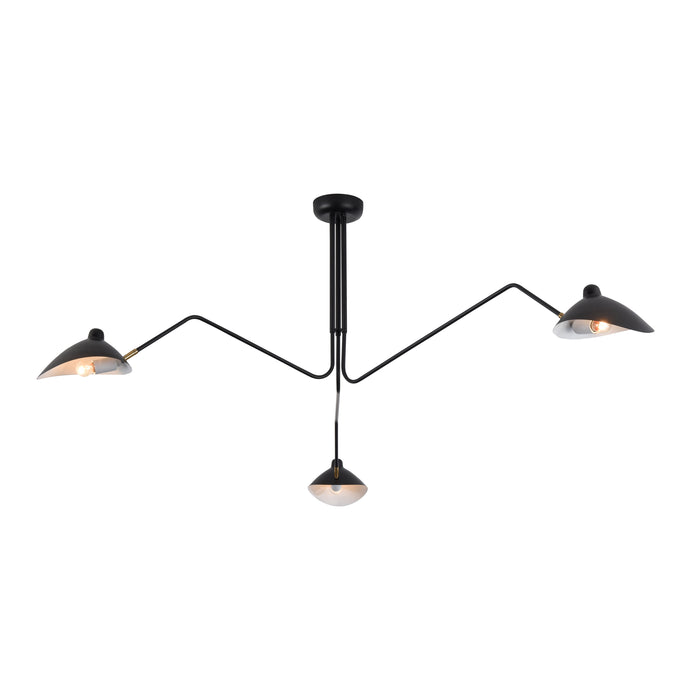 Risley 22'' High 3-Light Semi Flush - Matte Black