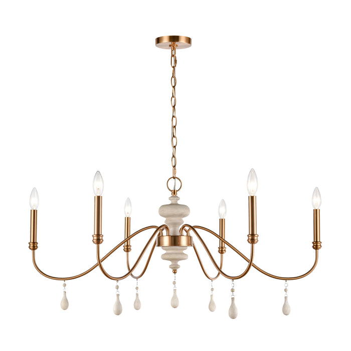 French Connection 38'' Wide 6-Light Chandelier - Satin Brass