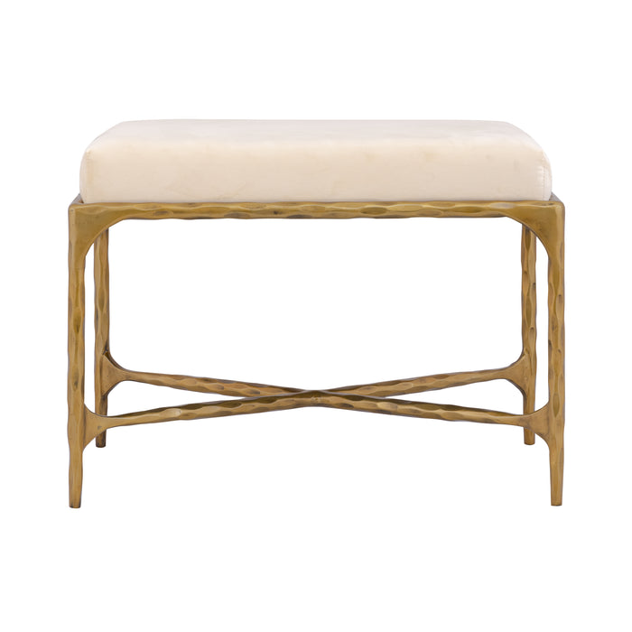 Seville Short Bench - Brass with Bone Velvet