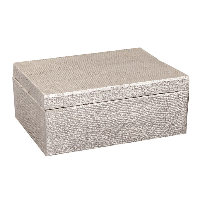 Square Linen Texture Box - Large Nickel