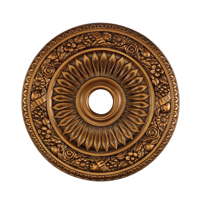 Floral Wreath Medallion 24-Inch - Antique Bronze