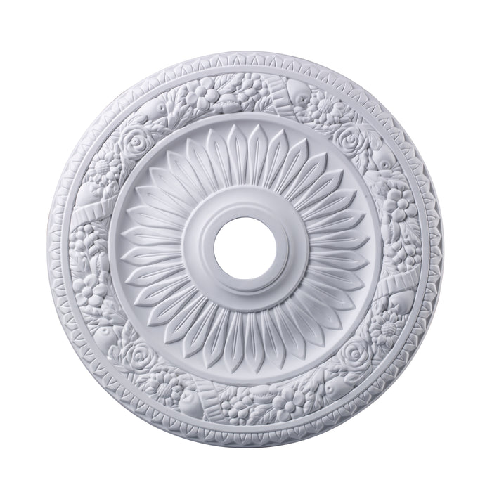 Floral Wreath Medallion 24 Inch in White Finish