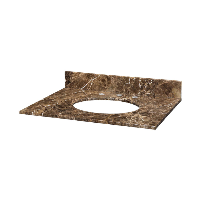 Stone Top - 25-inch for Oval Undermount Sink - Dark Emperador Marble