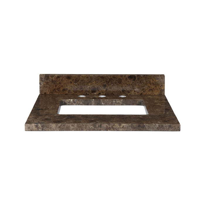 Stone Top - 25-inch for Rectangular Undermount Sink - Dark Emperador Marble