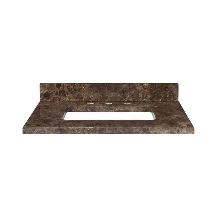 Stone Top - 31-inch for Rectangular Undermount Sink - Dark Emperador Marble