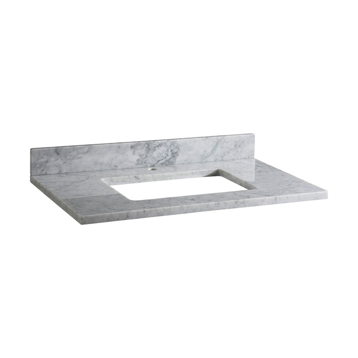 Stone Top - 43-inch for Rectangular Undermount Sink - White Carrara Marble with Single Faucet Hole