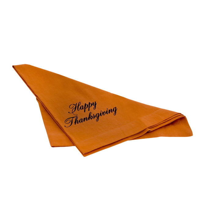 Happy Thanksgiving 20x20 Napkin - Dyed Rust Cotton Sheeting