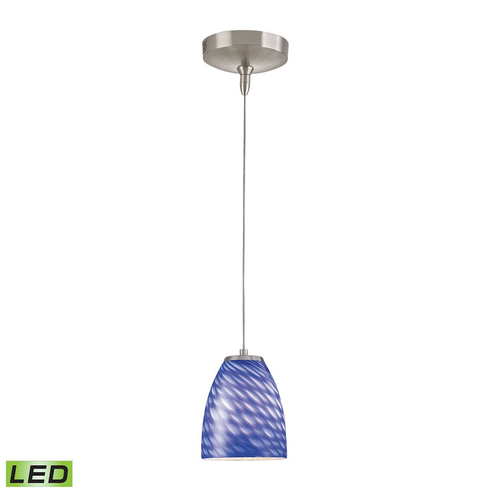 Low Voltage LED Collection 1-Light Mini Pendant in Brushed Nickel with Sapphire (S) Glass