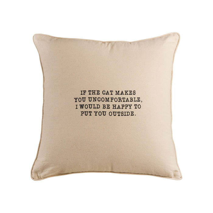 If the Cat Makes You Uncomfortable 20x20 Pillow in Bleached White with Gold Print - COVER ONLY