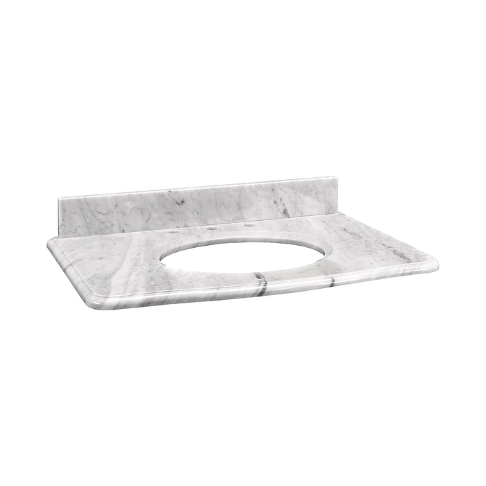 Brandy 31-inch Stone Top in White Carrara Marble for Oval Undermount Sink