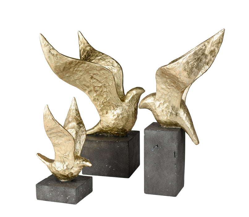 Winged Bird Sculpture - Set of 3