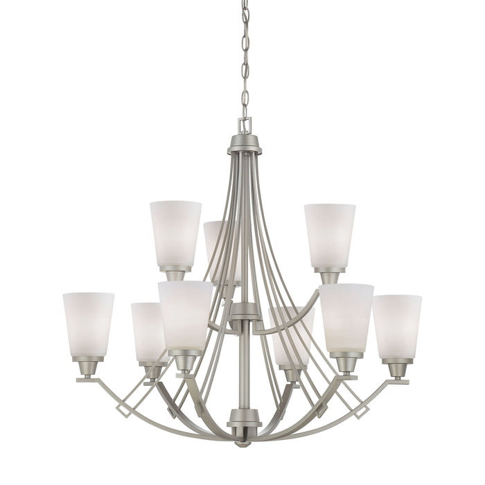 Wright 9-Light Chandelier in Matte Nickel